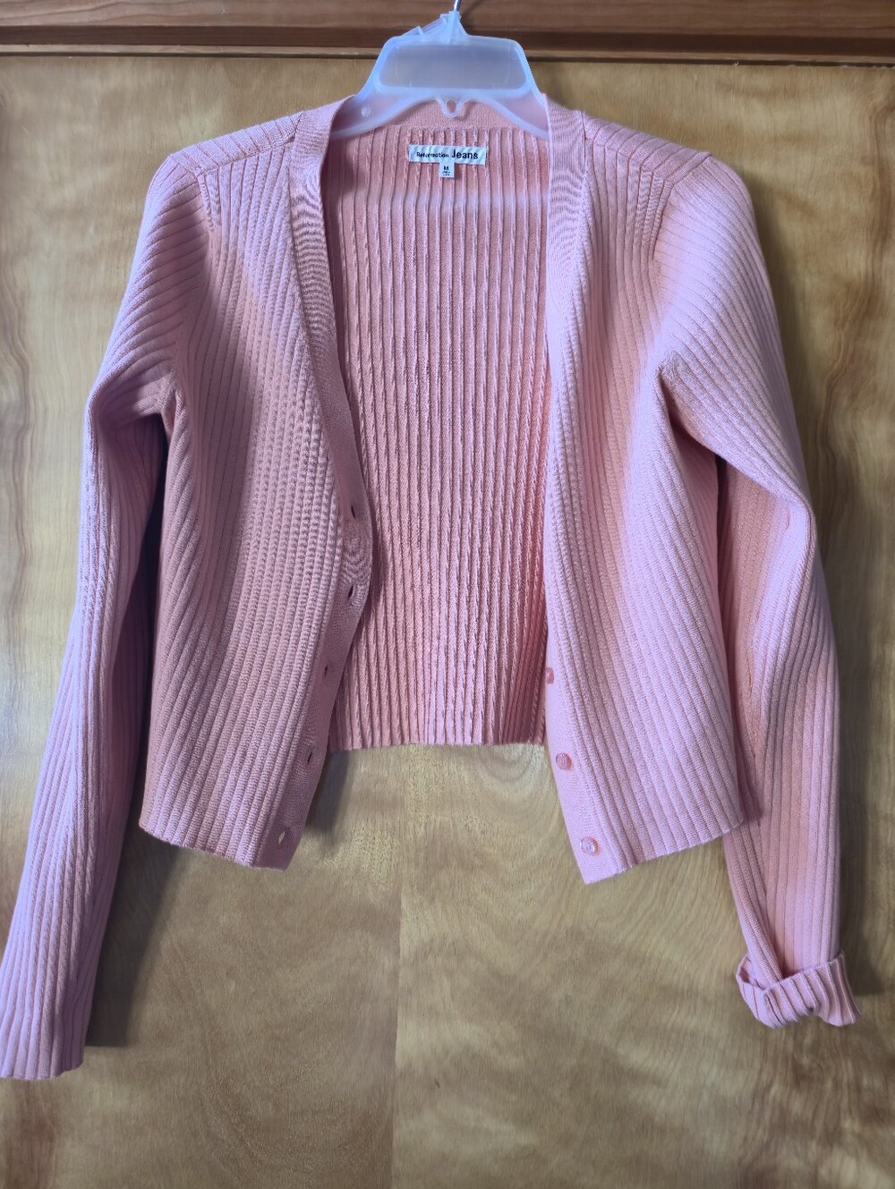 Reformation Jeans Salmon Ribbed Cardigan Size Medium